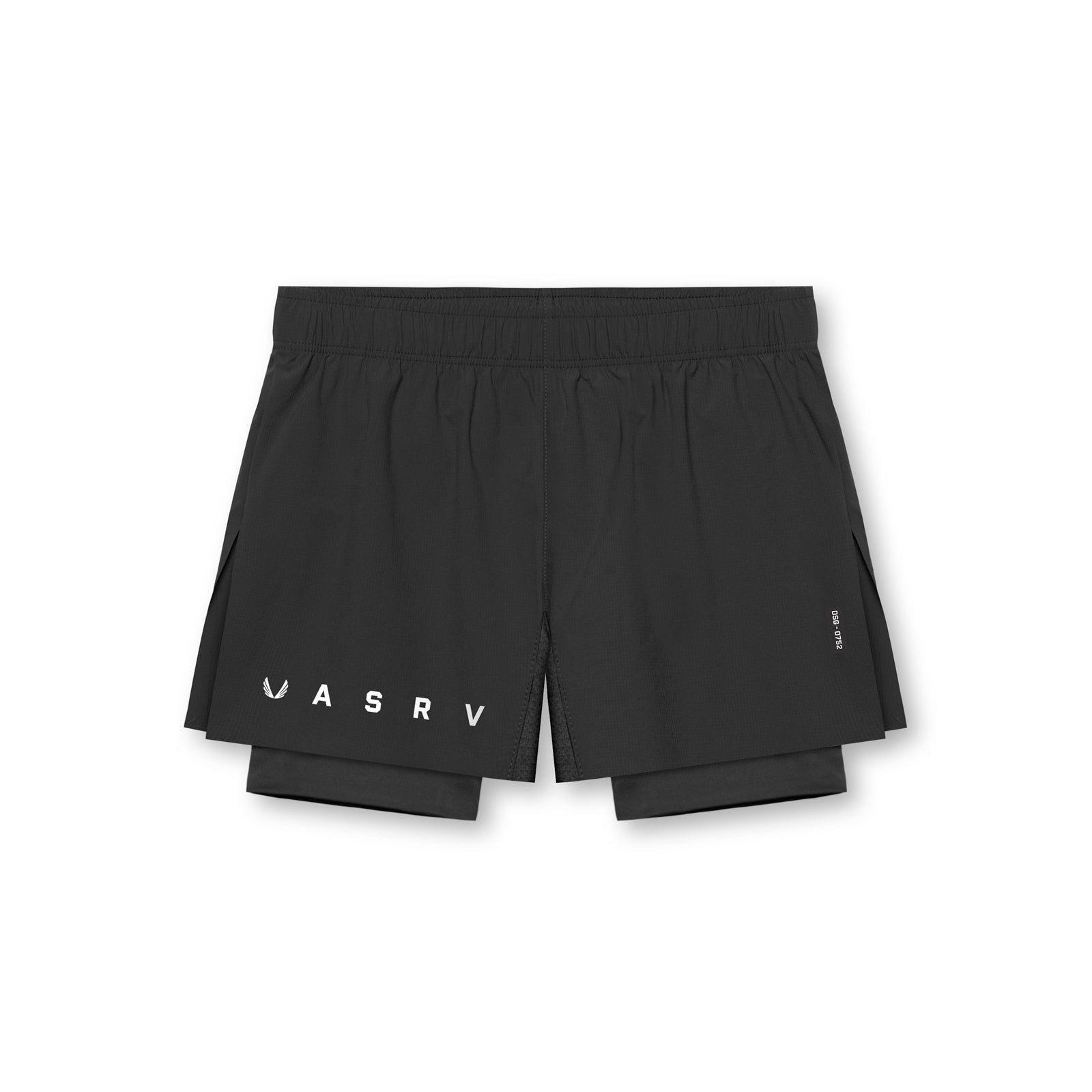 0752. Ripstop 3" High Split Liner Short - Black/Black