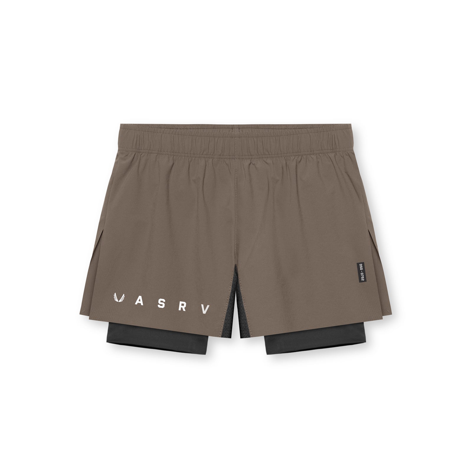 0752. Ripstop 3" High Split Liner Short - Deep Taupe/Black