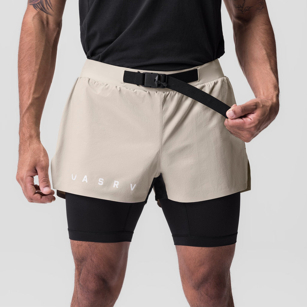 0786. Ripstop 3" Belt Pack Short - Beige/Black
