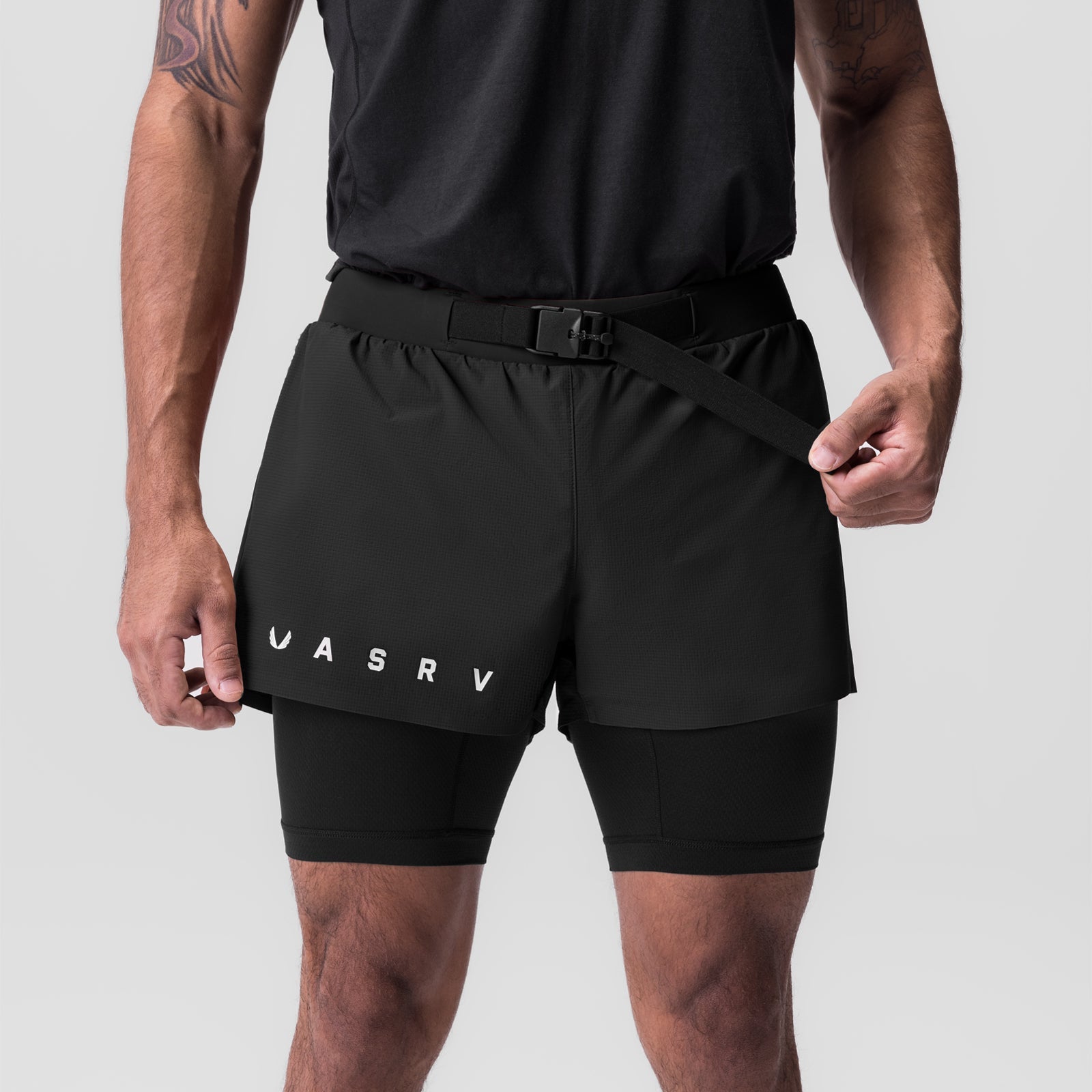 0786. Ripstop 3" Belt Pack Short - Dusk Black/Black