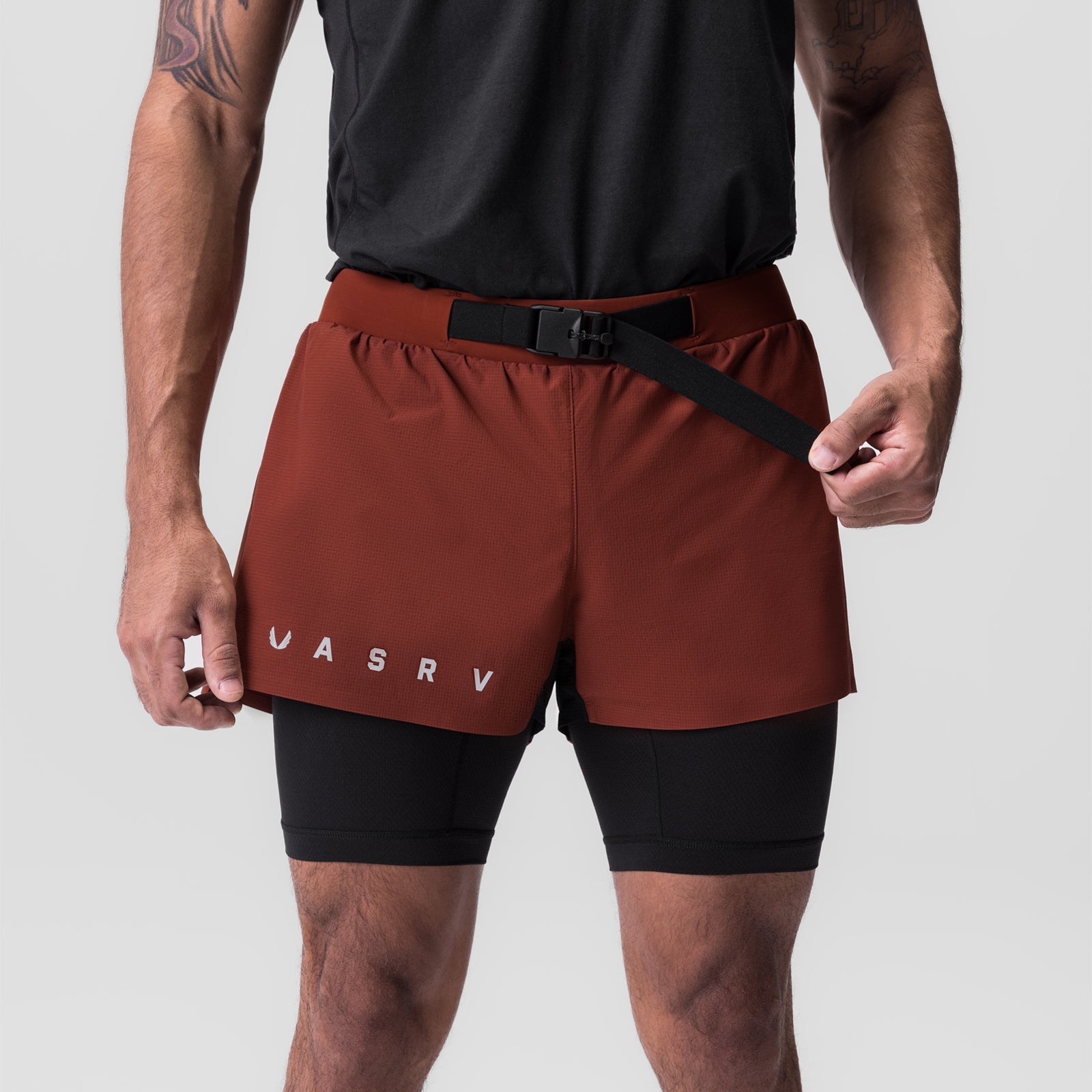 0786. Ripstop 3" Belt Pack Short - Brick/Black