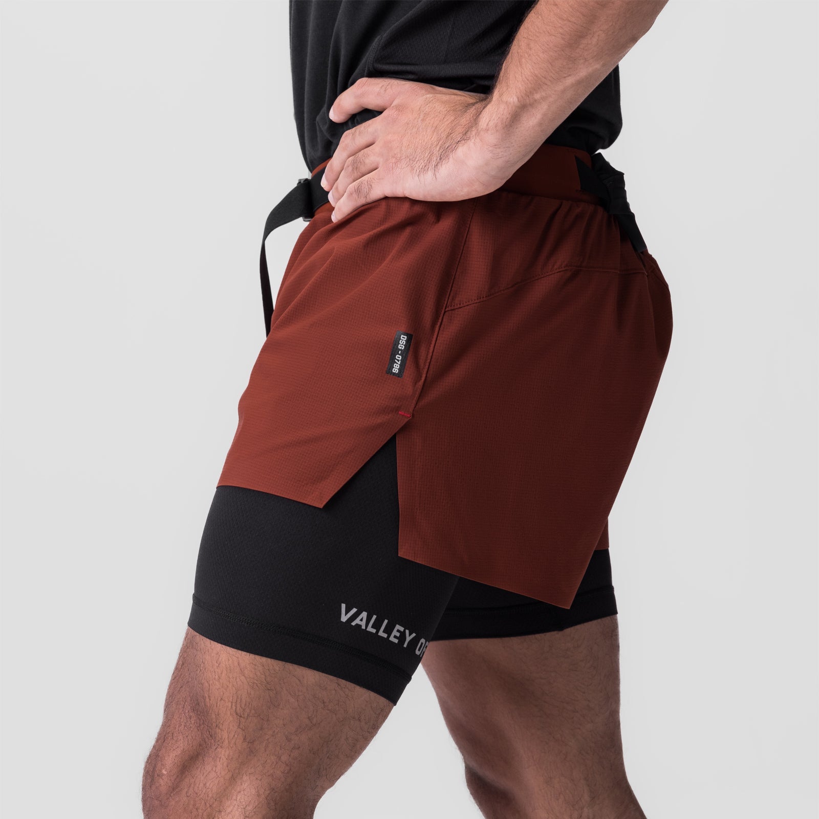 0786. Ripstop 3" Belt Pack Short - Brick/Black