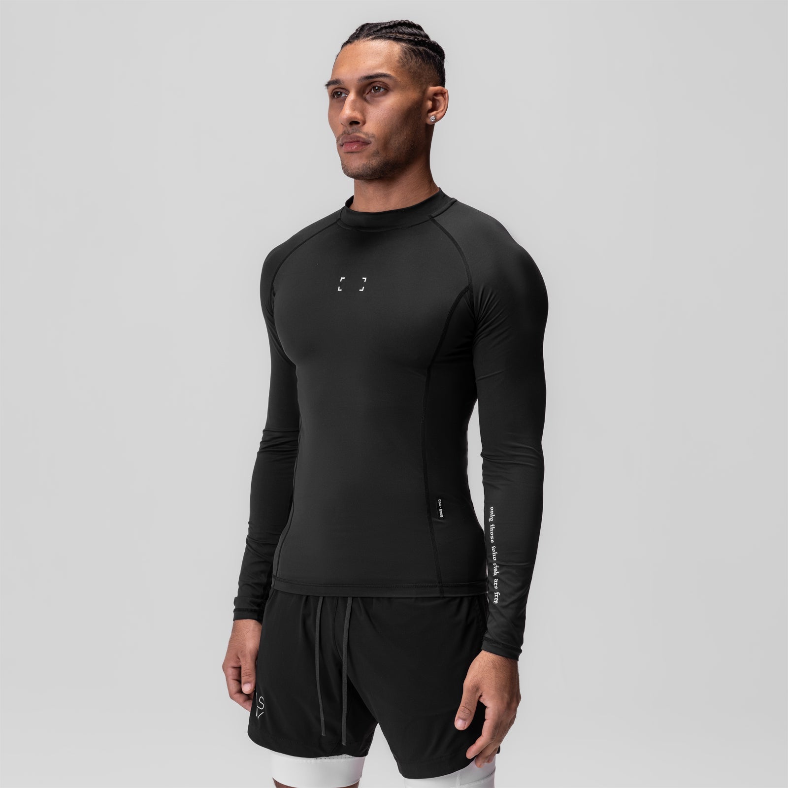 0908. WarpFlexx® Compression Mock Neck Long Sleeve - Black "Space Bracket"