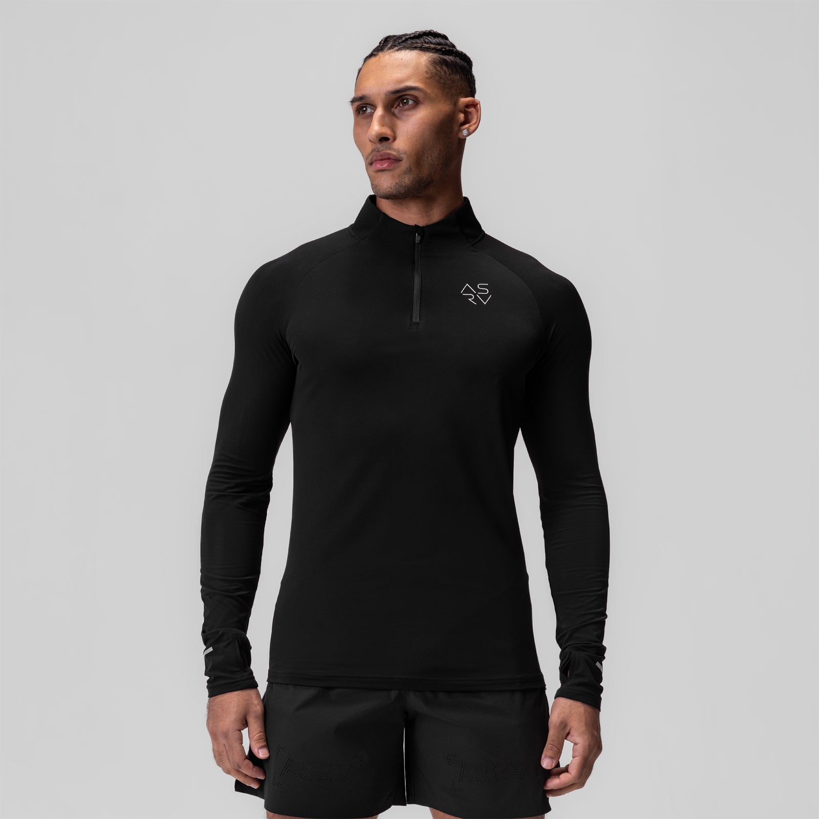 0906. Thermal Training Quarter Zip - Black "Cyber"