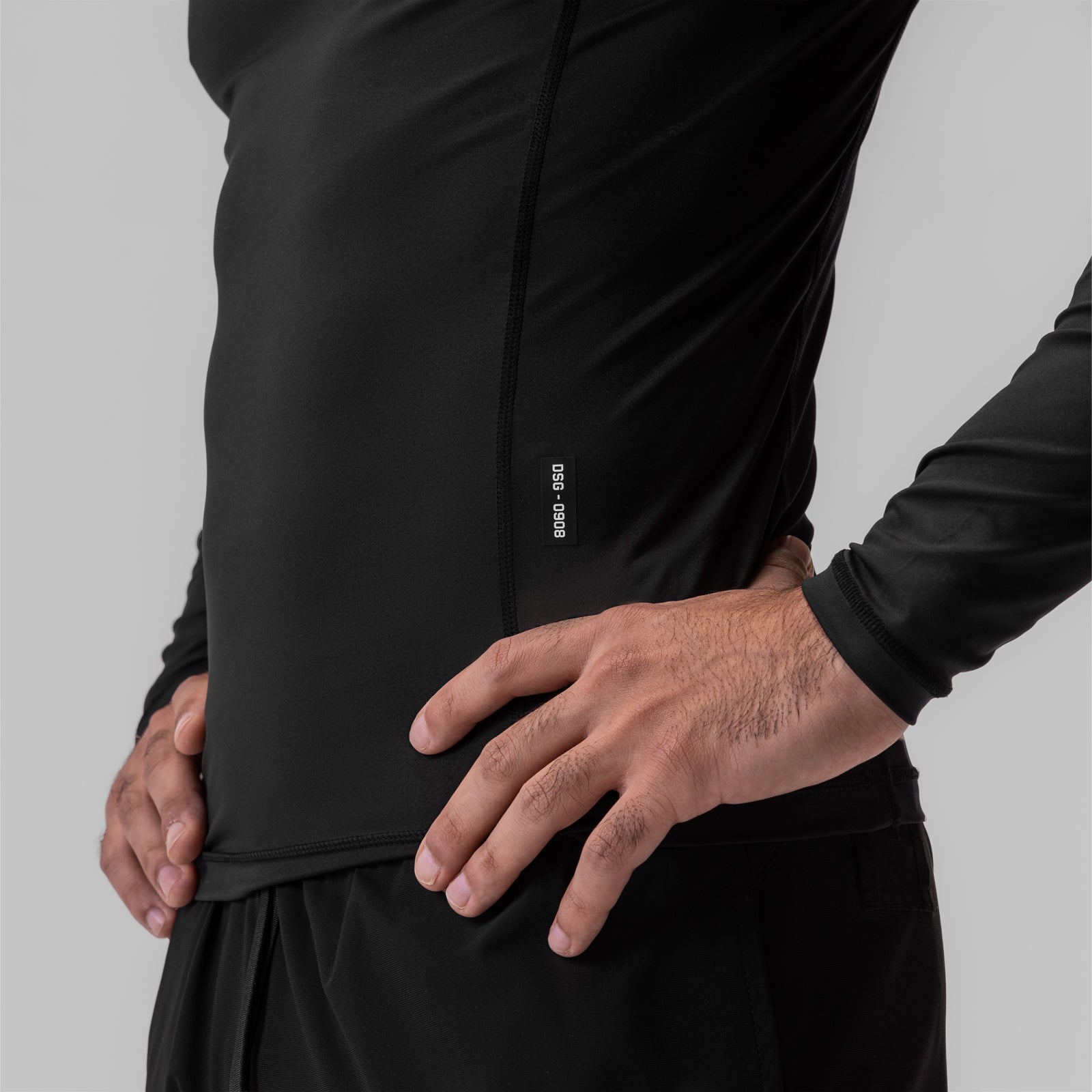 0908. WarpFlexx® Compression Mock Neck Long Sleeve - Black "Space Bracket"