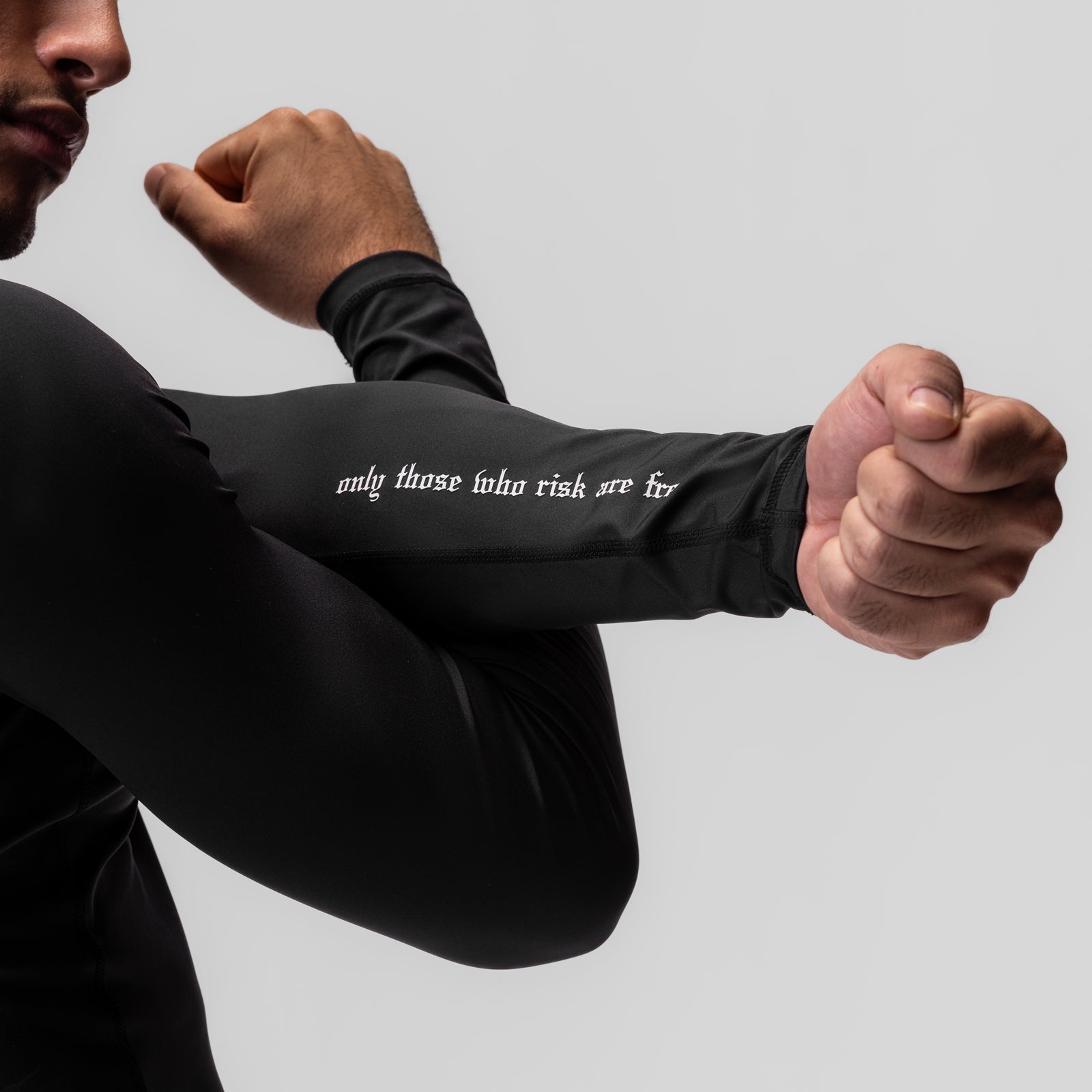 0908. WarpFlexx® Compression Mock Neck Long Sleeve - Black "Space Bracket"