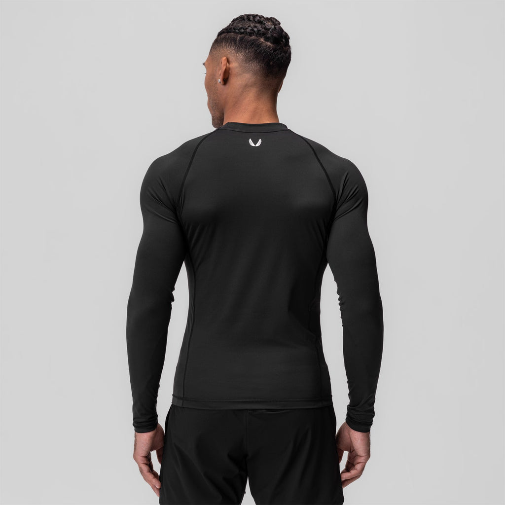0908. WarpFlexx® Compression Mock Neck Long Sleeve - Black "Space Bracket"