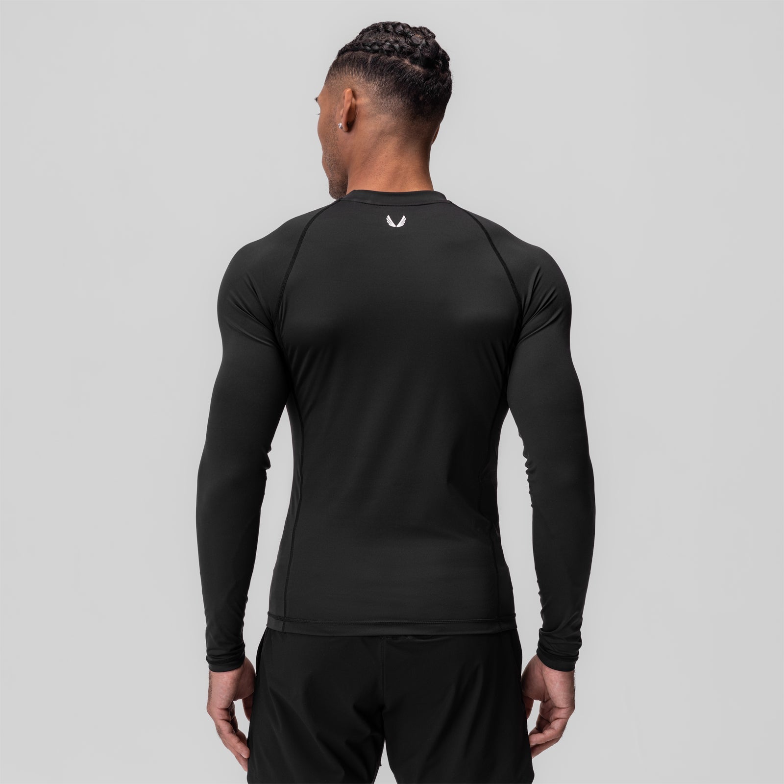 0908. WarpFlexx® Compression Mock Neck Long Sleeve - Black "Space Bracket"