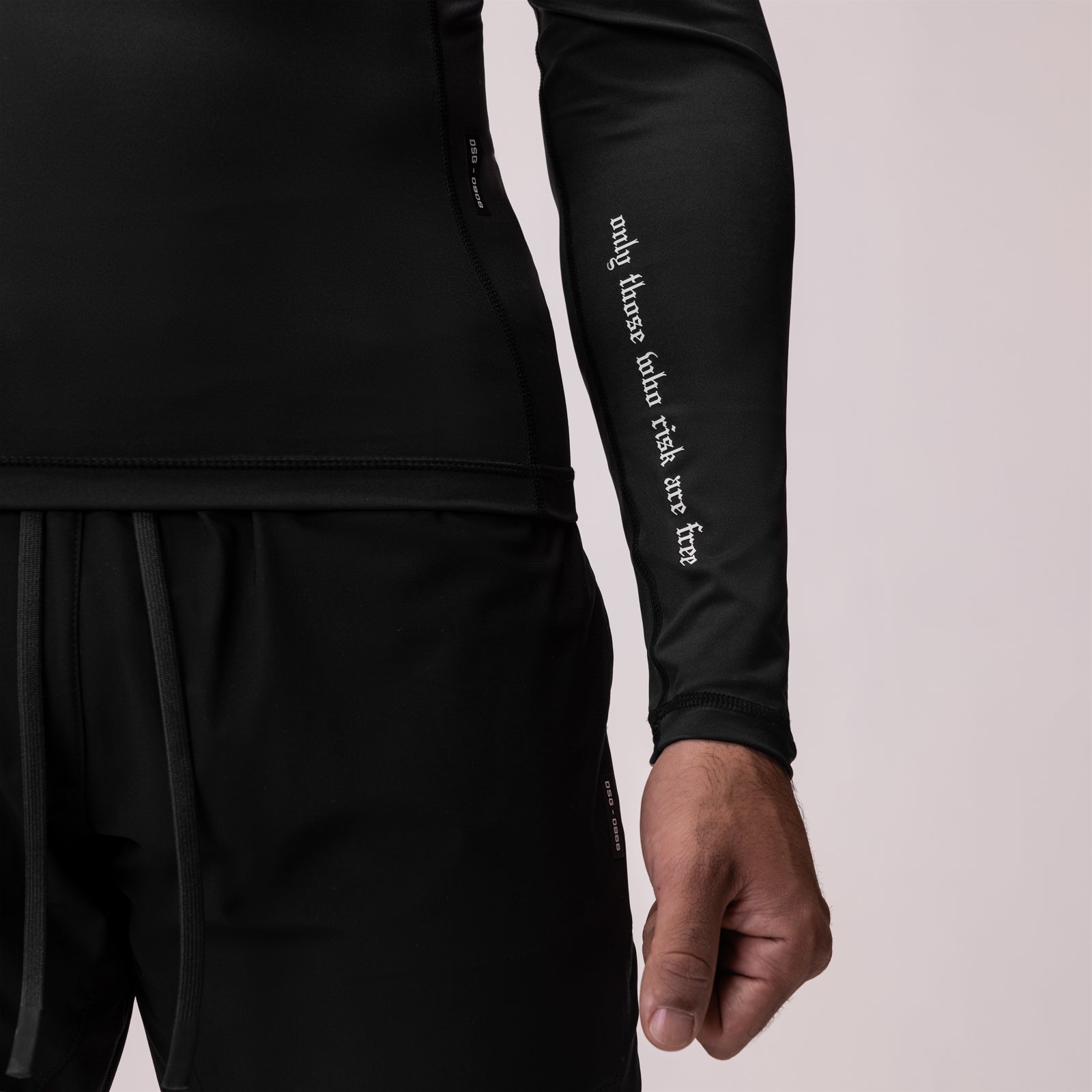 0908. WarpFlexx® Compression Mock Neck Long Sleeve - Black "Space Bracket"