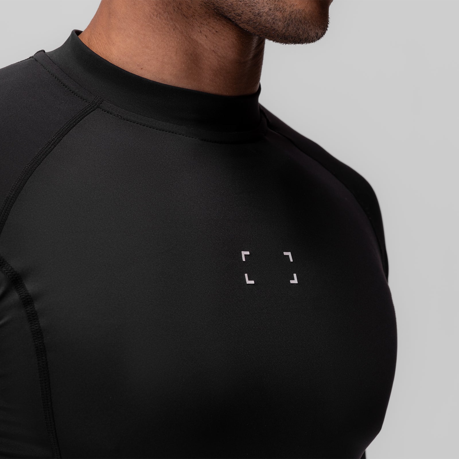 0908. WarpFlexx® Compression Mock Neck Long Sleeve - Black "Space Bracket"