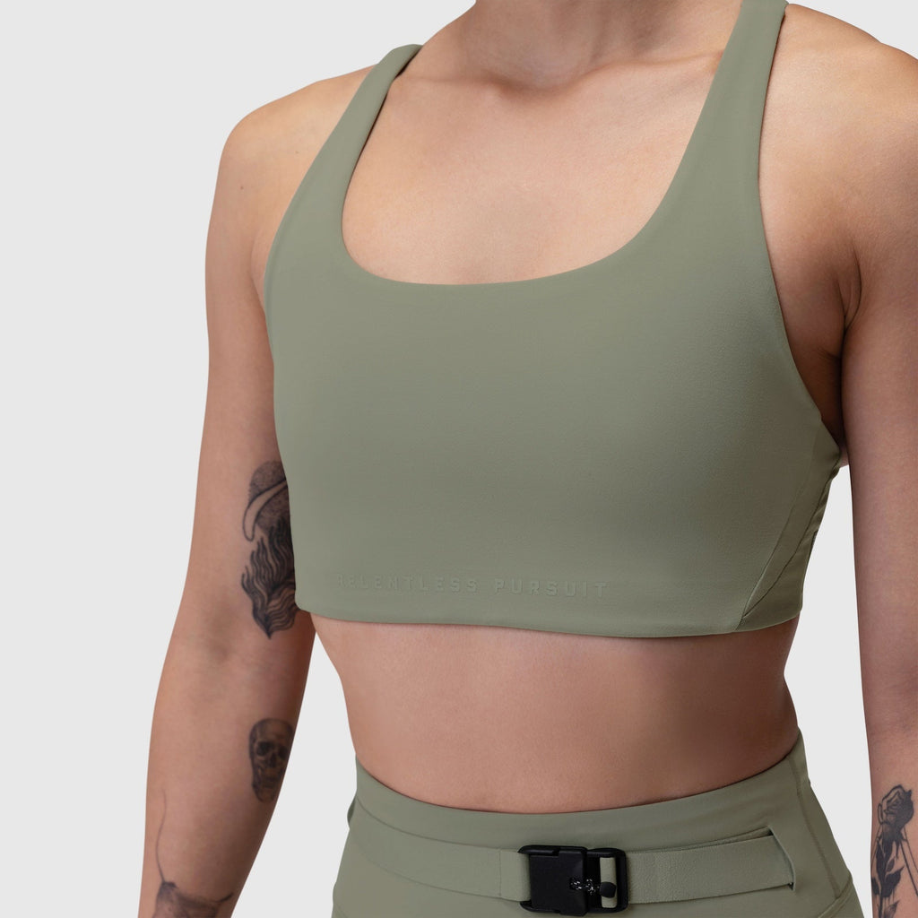 W039. Lycra® Hybrid Sports Bra - Sage