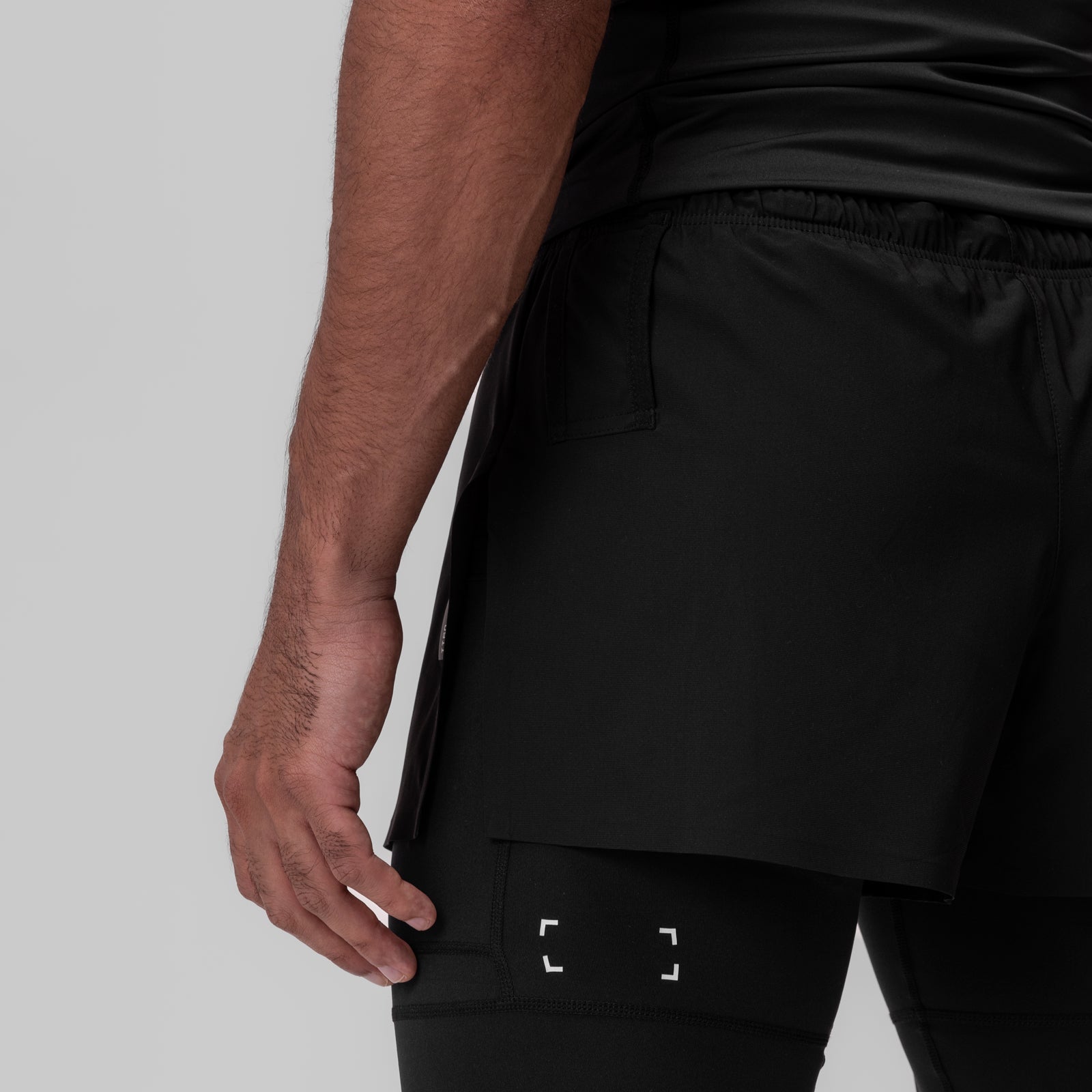 0911. Tetra-Lite® 2-in-1 High Split Legging Short - Black "Cyber"/Black