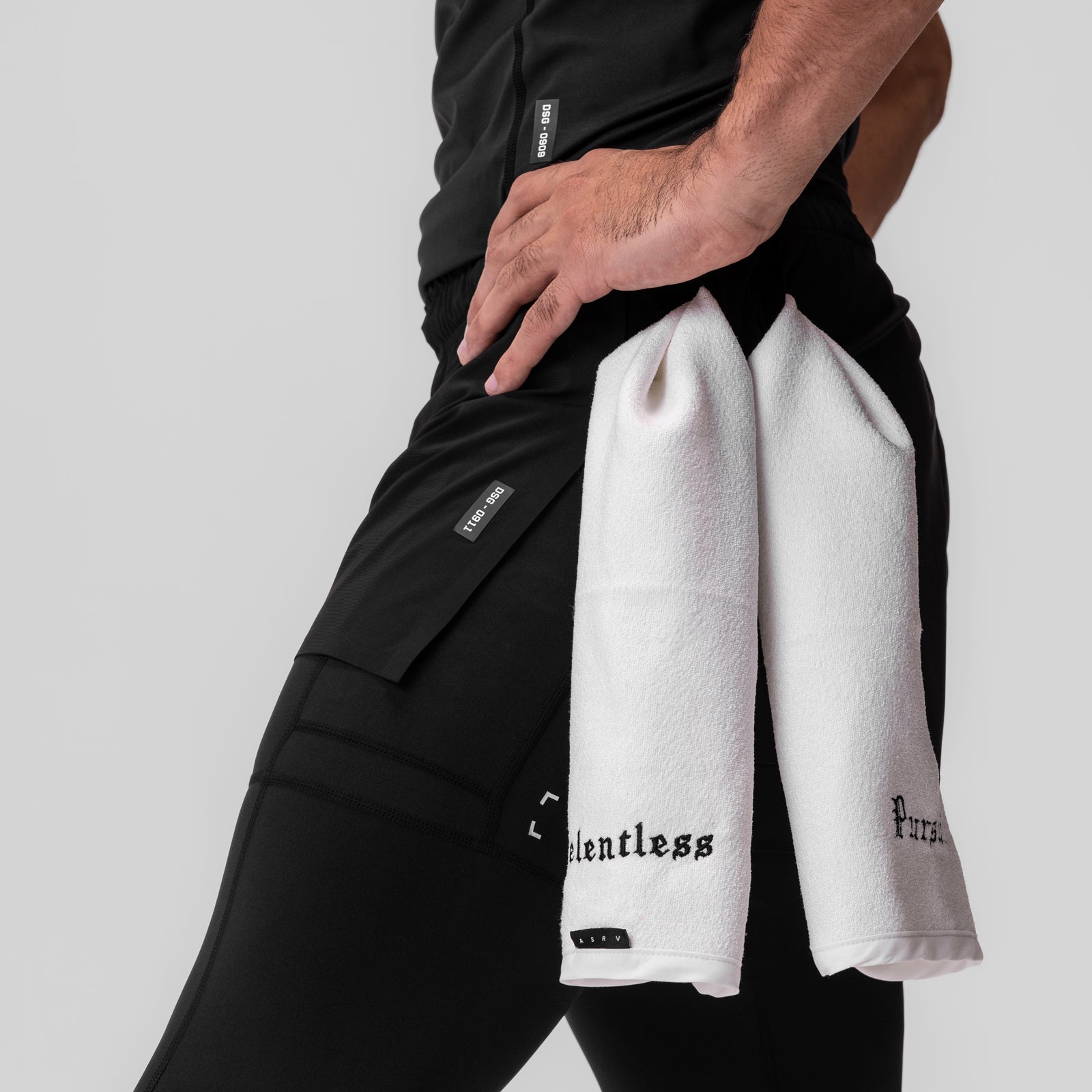 0911. Tetra-Lite® 2-in-1 High Split Legging Short - Black "Cyber"/Black