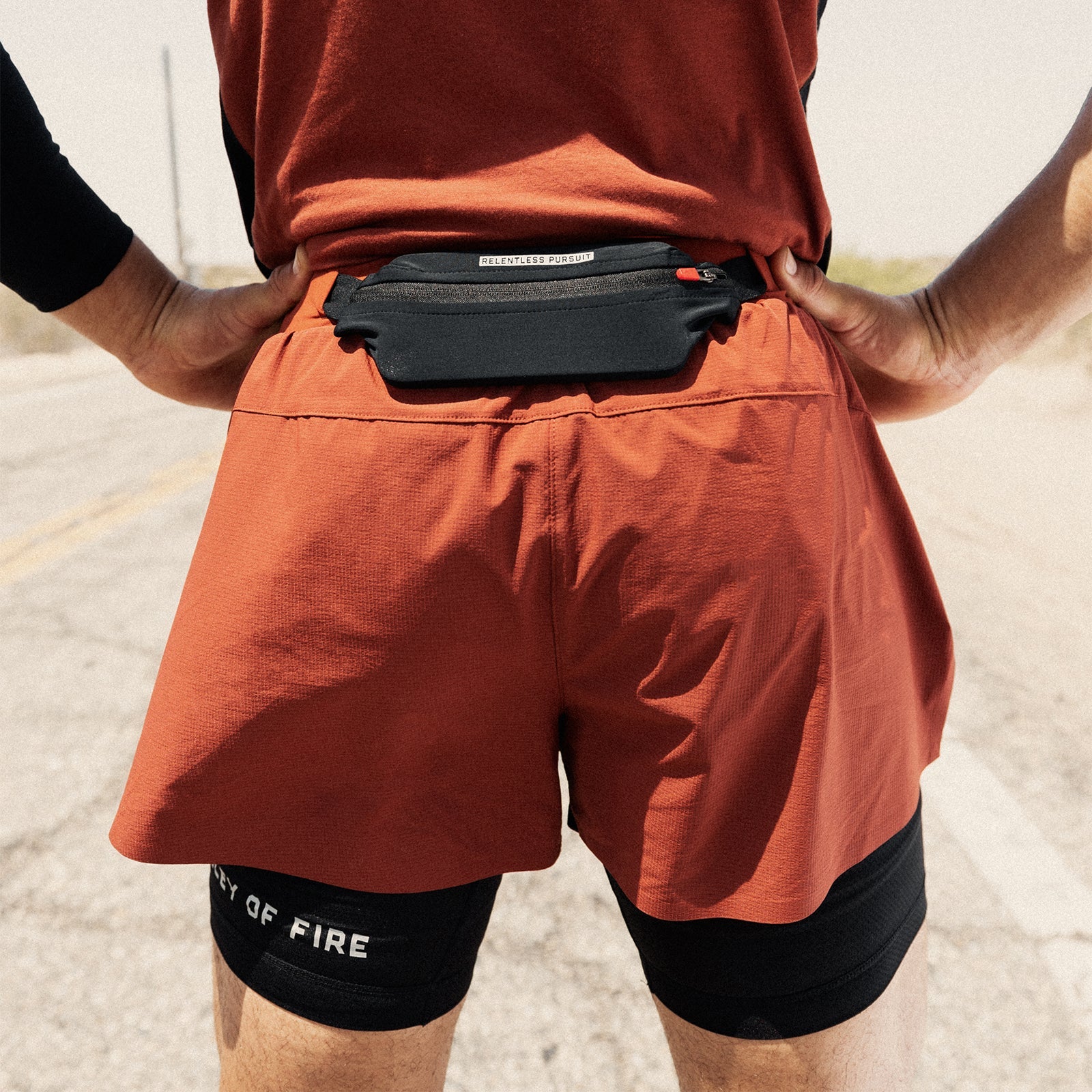 0786. Ripstop 3" Belt Pack Short - Brick/Black