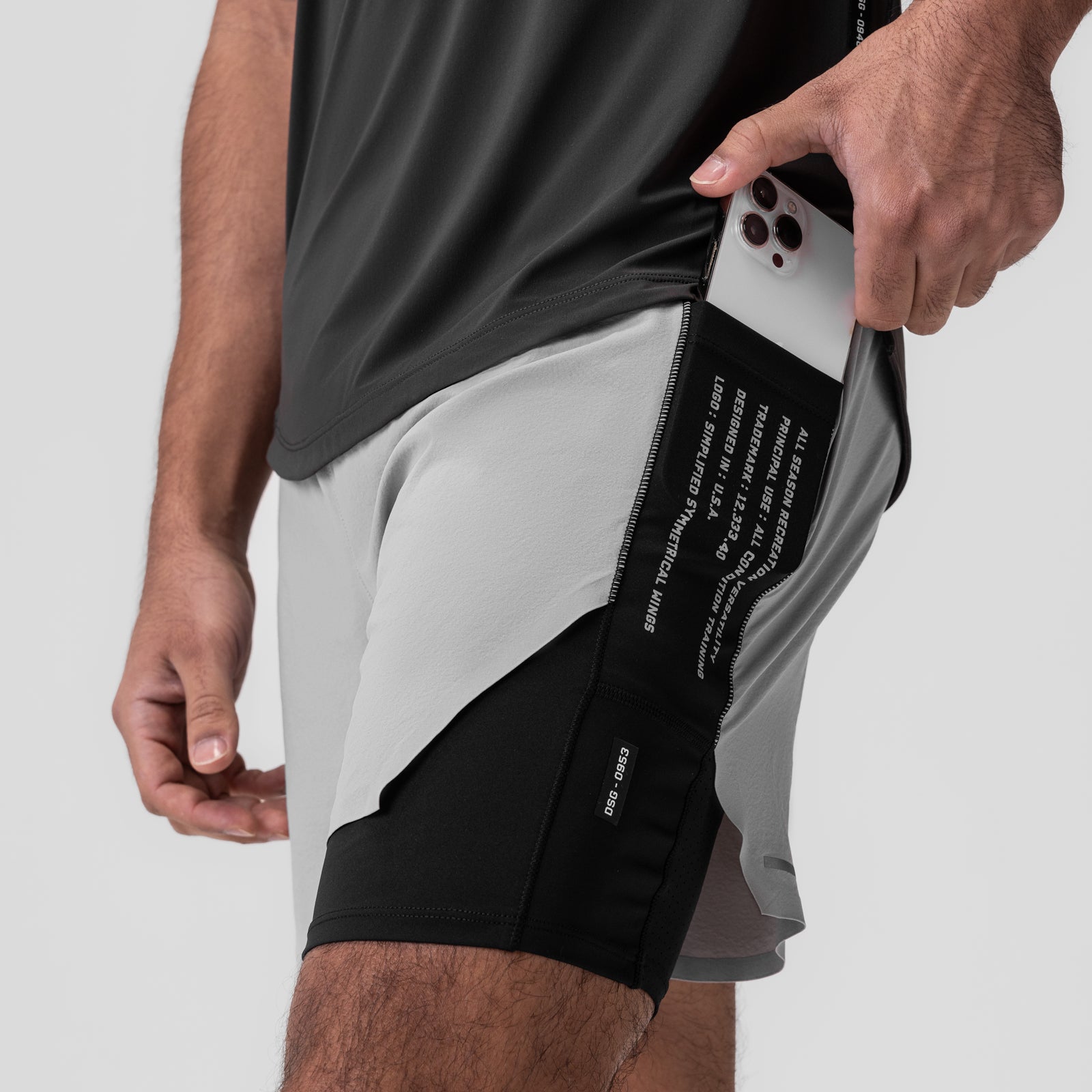 0953. Aerotex™ Hybrid Liner Short - Slate Grey/Black