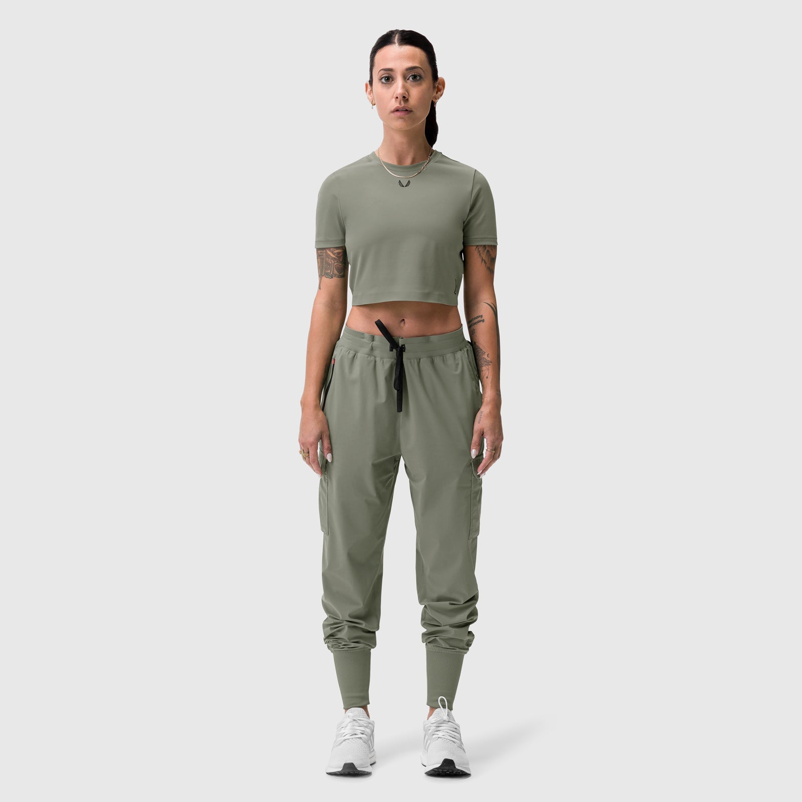 W019. Lycra® Cropped Tee - Sage