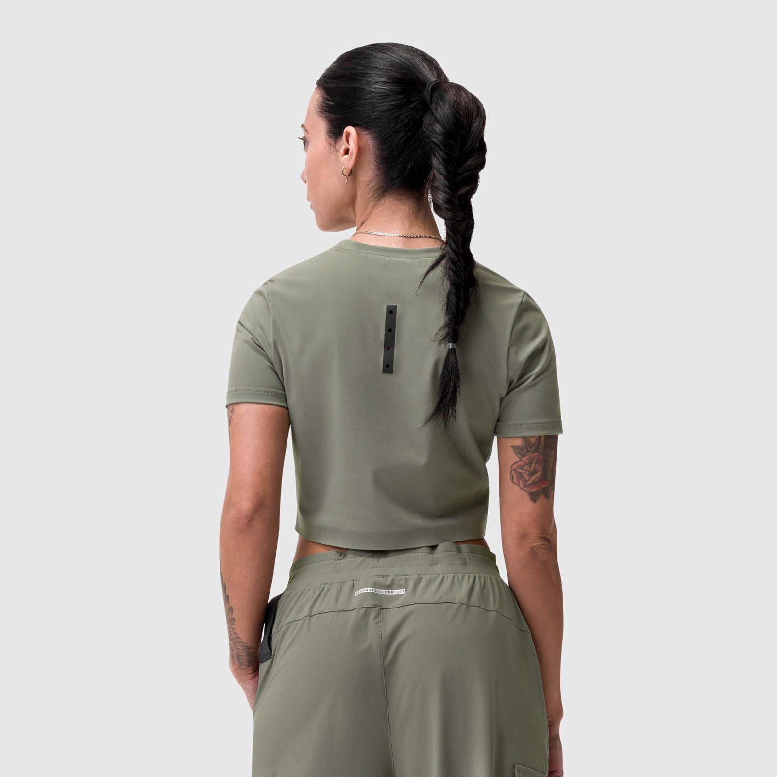 W019. Lycra® Cropped Tee - Sage