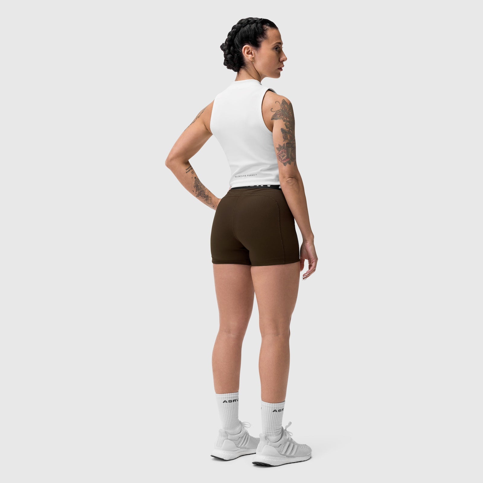 W027. Performance Ribbed Short - Dark Earth