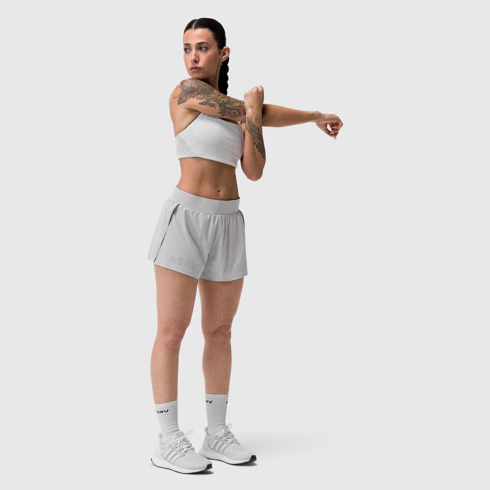 W039. Lycra® Hybrid Sports Bra - Slate Grey