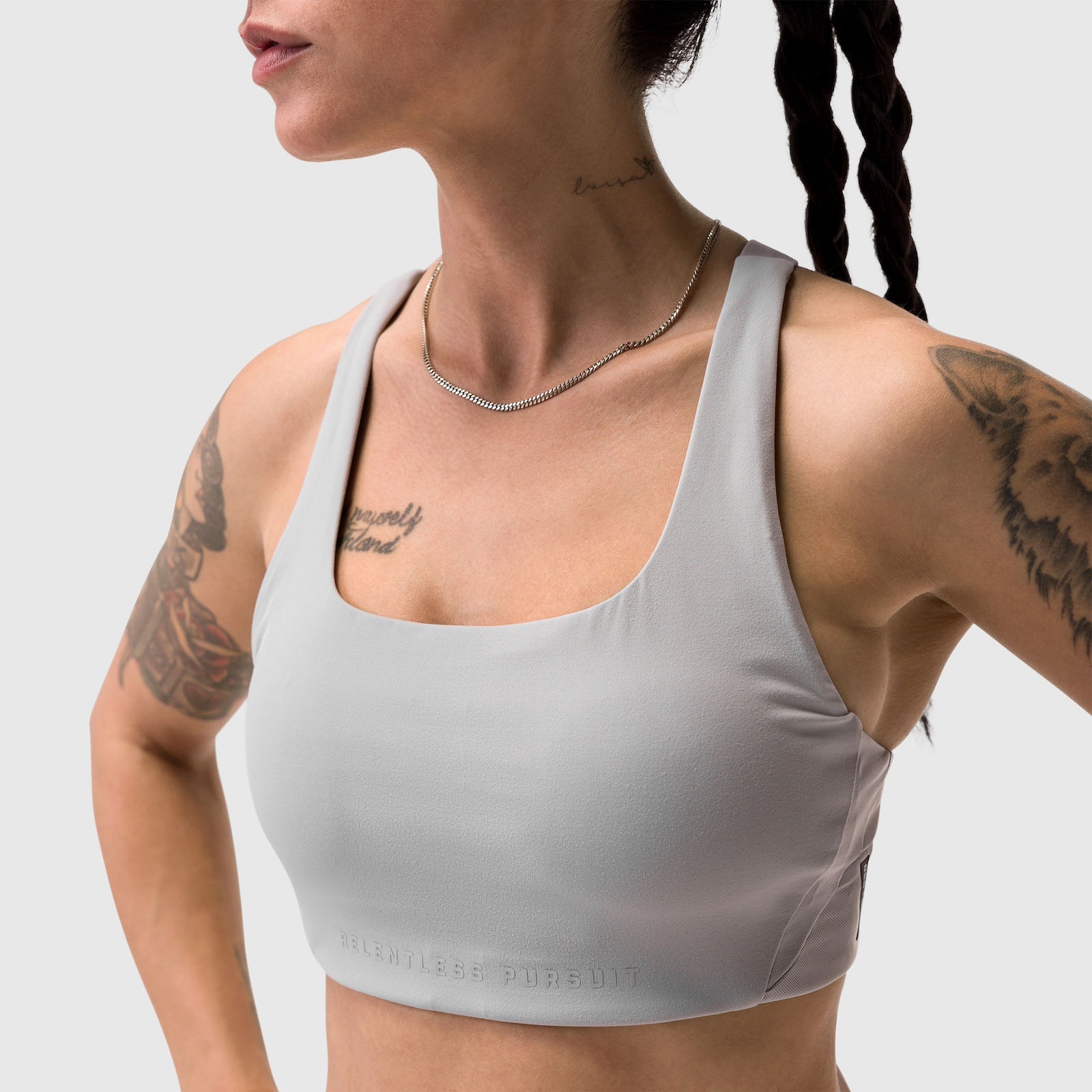 W039. Lycra® Hybrid Sports Bra - Slate Grey