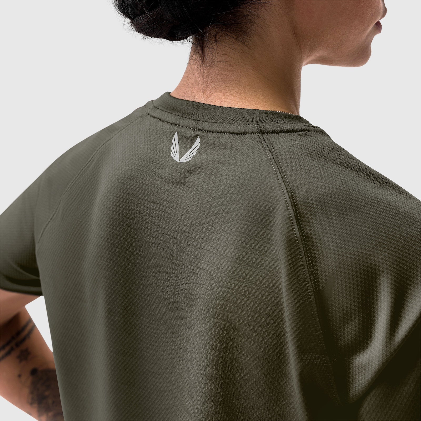 W018. AeroSilver® Cropped Tee - Olive