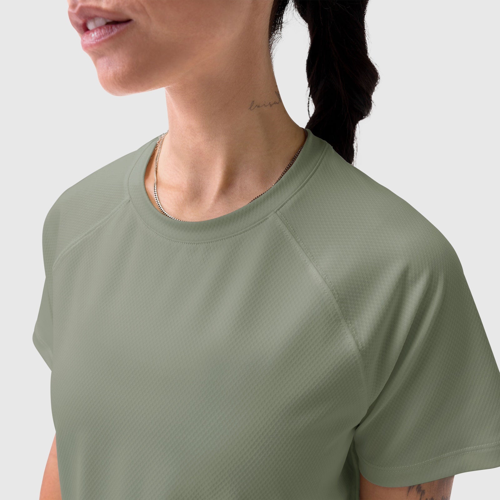 W018. AeroSilver® Cropped Tee - Sage